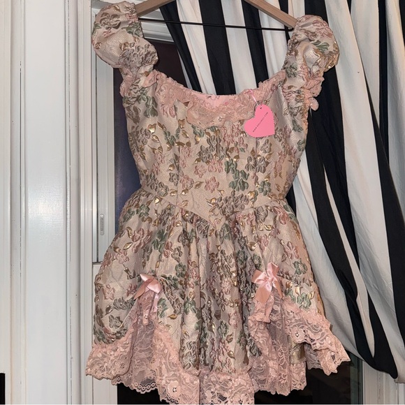 Sugar Thrillz Dresses & Skirts - Tea And Circumstance Brocade Mini Dress - Pink DOLLS KILL SUGAR THRILLZ NWT
